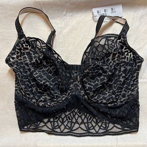 Freya Longline Bra Black with Cream NWT
